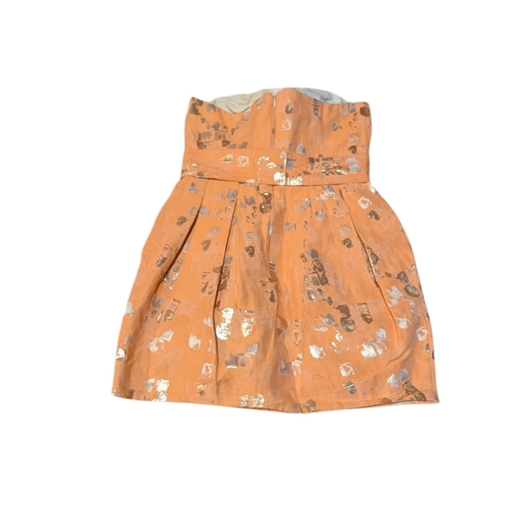 Rubber Ducky Productions, Inc. Orange Metallic Mini Dress M Tie Waist Preppy - Picture 3 of 7